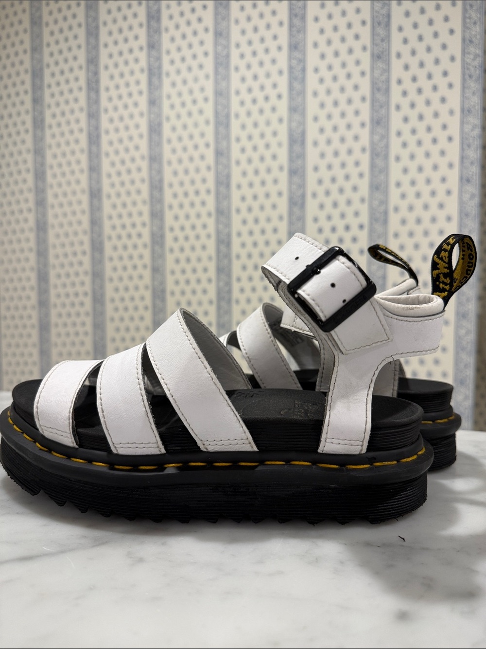 Dr. Martens White Strappy Sandals